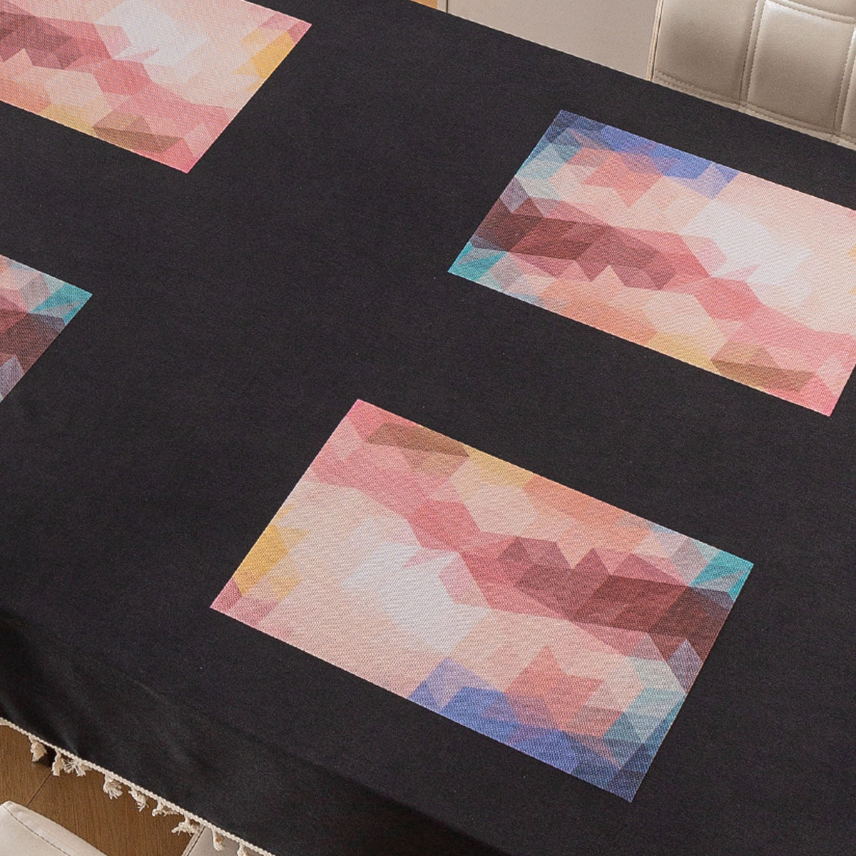 Color Splash PVC Mats for Dining Table, Abstract Polygon - Rose Mauve