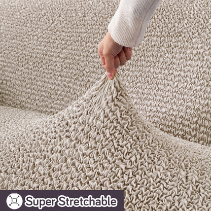 Italian Belissia Luxe Series' Super Stretchable Microfiber 1/2/3 Seater Sofa Cover, Snow Cream