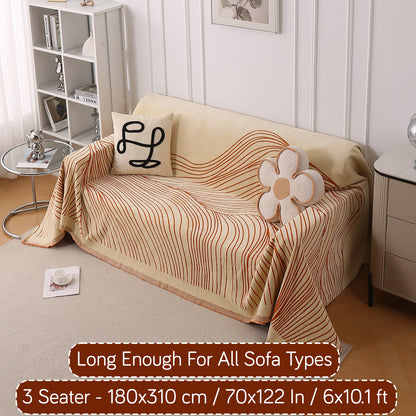 WaveLoom Collection Printed Chenille Sofa Cover Throw, Orange