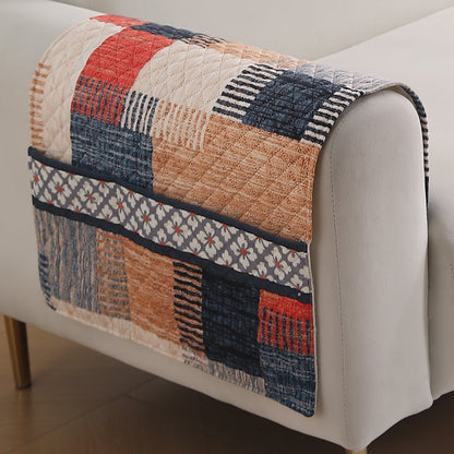 LiefNest Holland Velvet Sofa Cover Mat with Foam Filling -  Urban Grid Multicolor