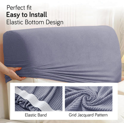 HOKIPO Jacquard Stretchable Bed Headboard Cover, Light Grey