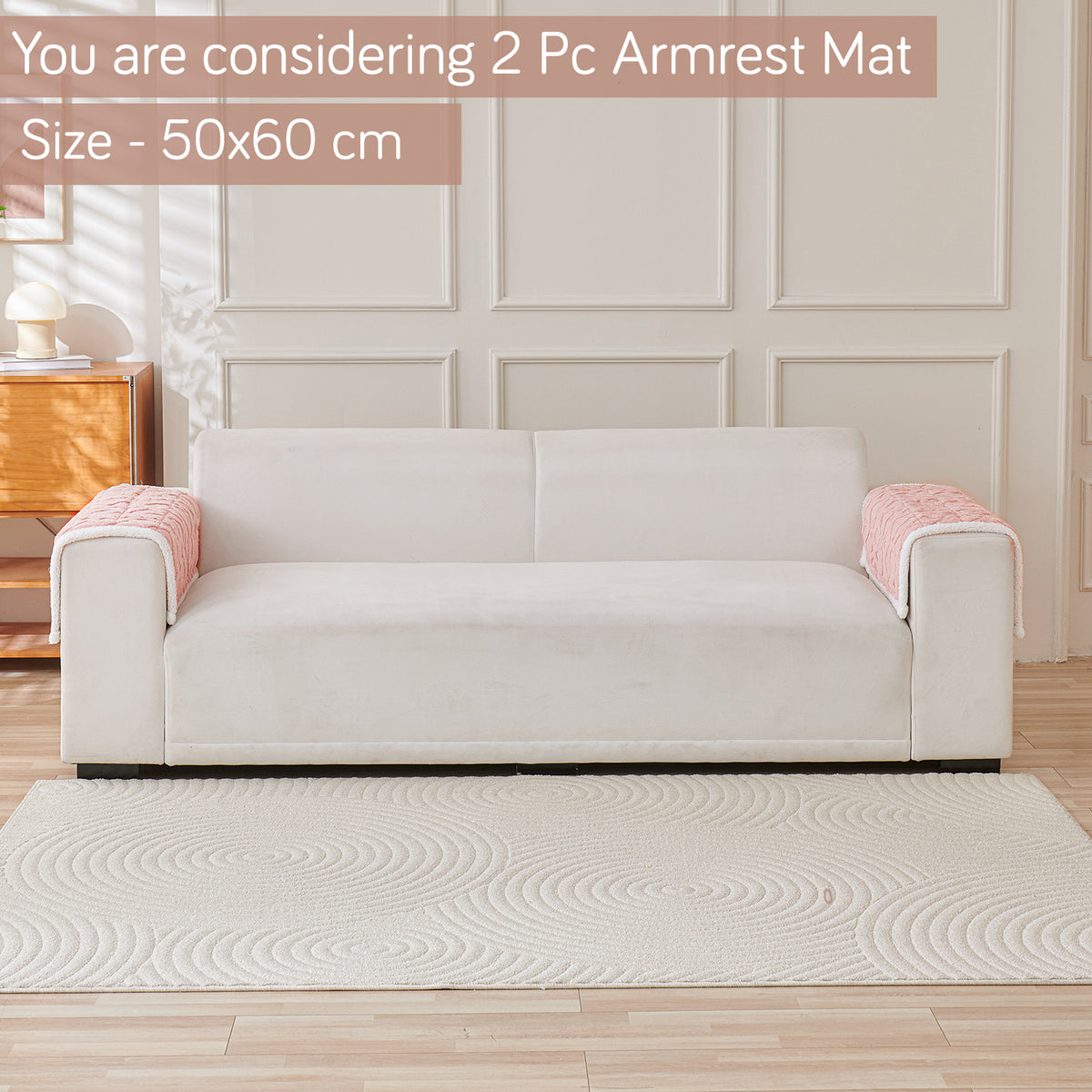'Italian Caelora' Luxury Jacquard Plush Anti-Slip Sofa Cover Mat - Misty Rose