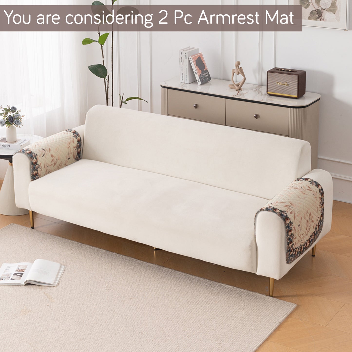LoomVerse Quilted Sofa Cover Set Washable Sofa Panel for Seat & Back - Petal Harmony