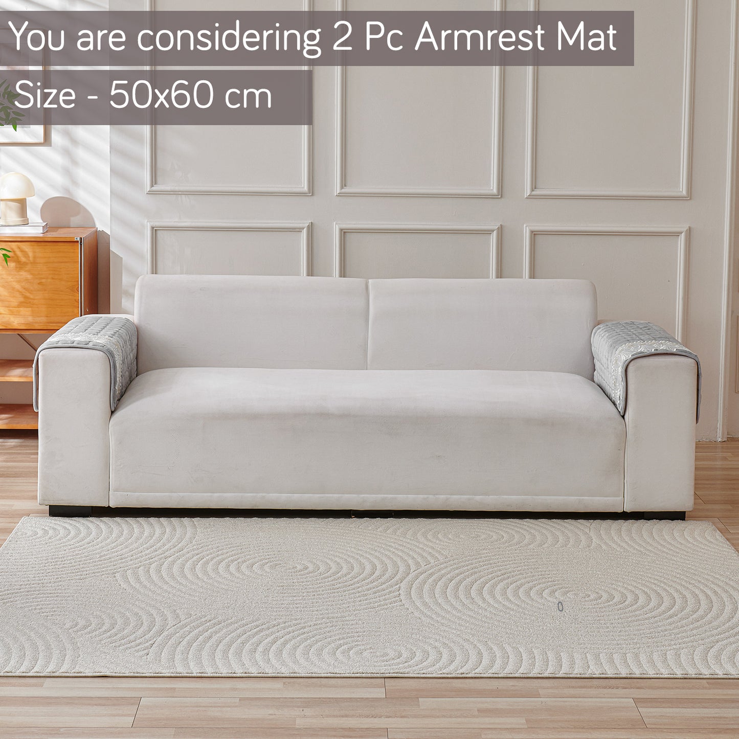 BelleLace Series Imperial Milk Velvet Sofa Cover Mat with Lace Design - Cloud Grey