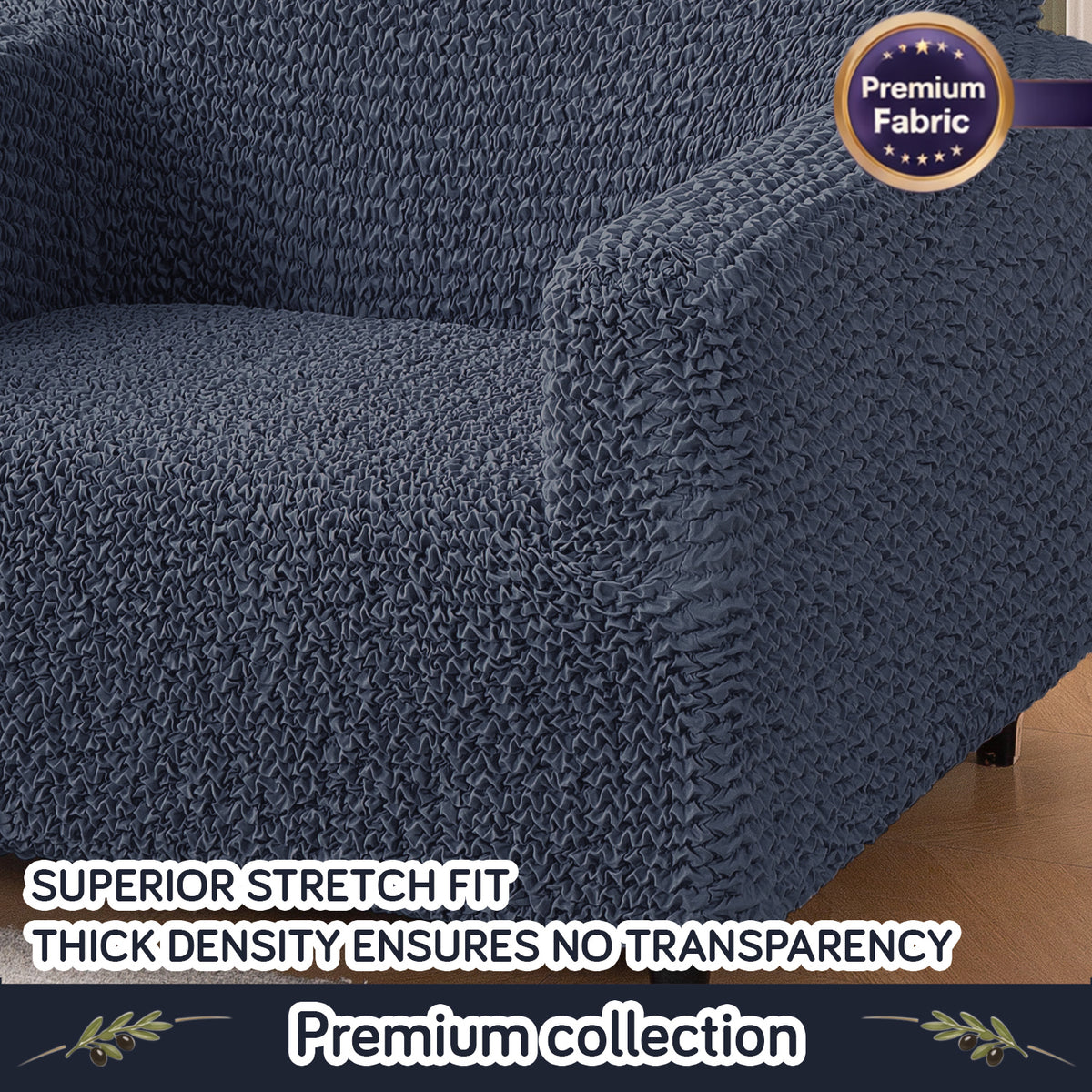 Italian Belissia Luxe Series' Super Stretchable Microfiber 1/2/3 Seater Sofa Cover, Navy Blue