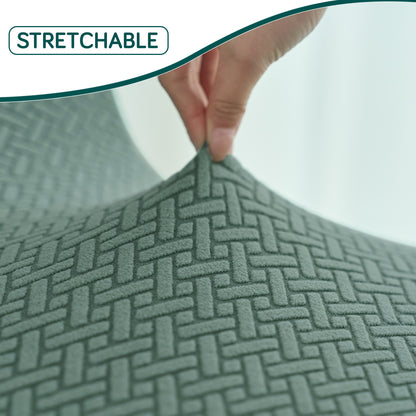 HOKIPO Premium Jacquard Fully Covered Cover for Mid Century Modern Dining Chair, Continental Green