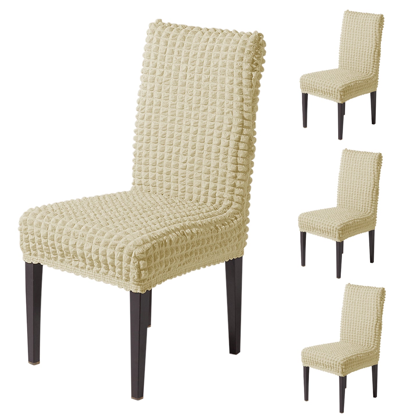 Aria Nova Bubble 280 GSM Dining Chair Cover Set of 1/2/4/6, Beige