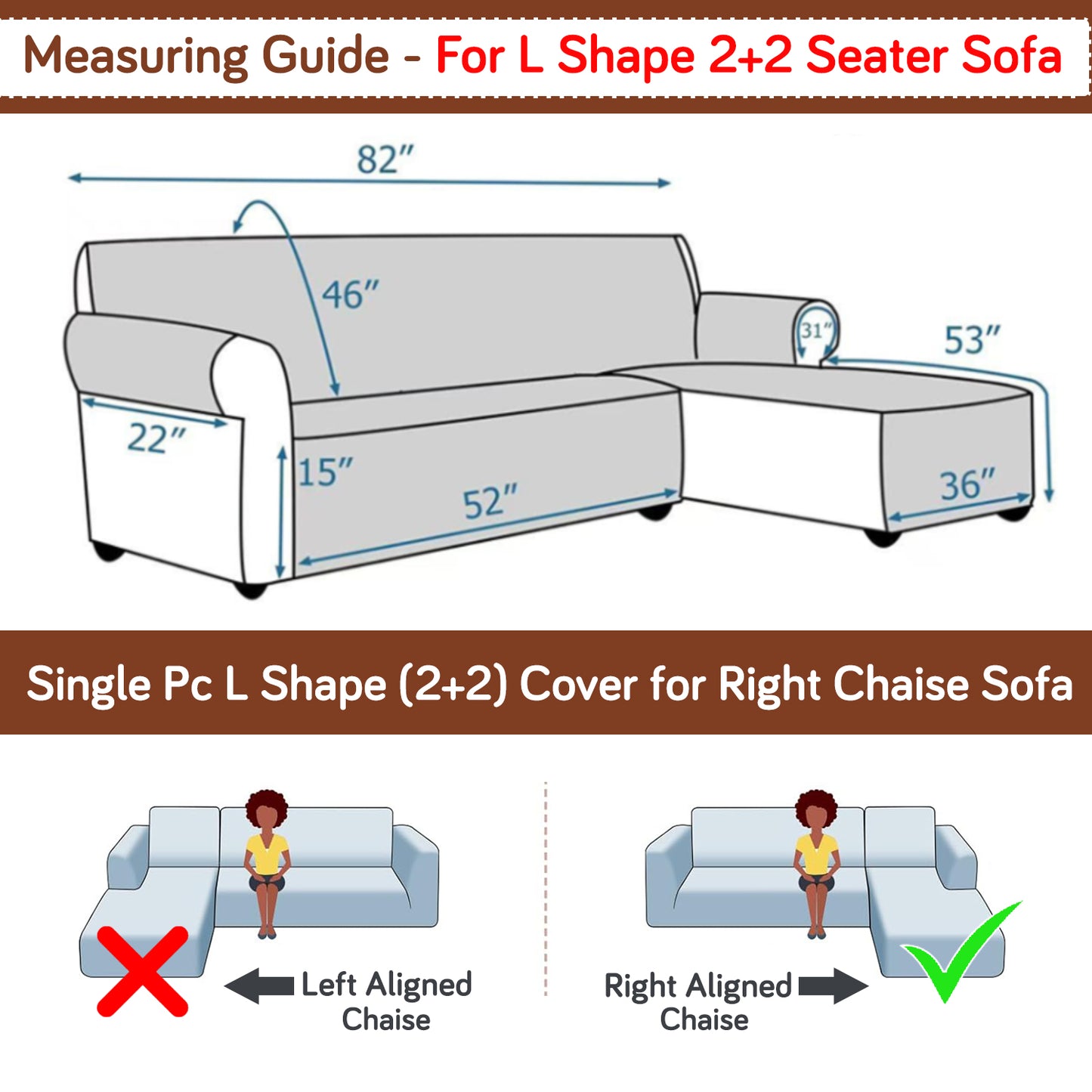 Elira Series Quilted One-Piece L Shape Sofa Cover Mat with Left and Right Chaise, Buff Brown Sillehoute Floral