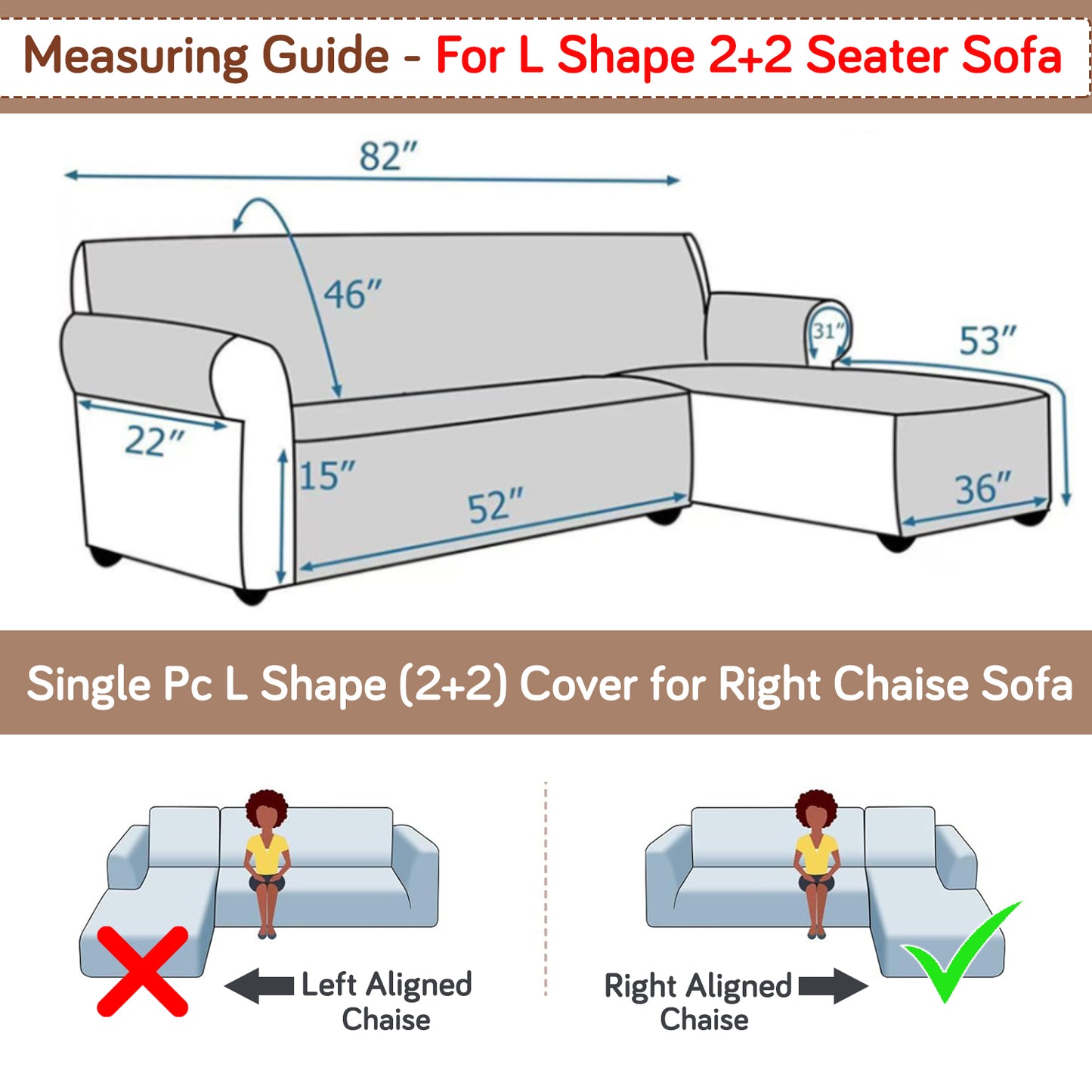 Elira Series Quilted One-Piece L Shape Sofa Cover Mat with Left and Right Chaise, Beige Abstract Geometry