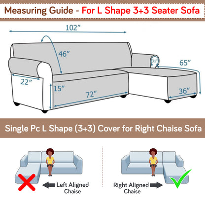 Elira Series Quilted One-Piece L Shape Sofa Cover Mat with Left and Right Chaise, Beige Abstract Geometry
