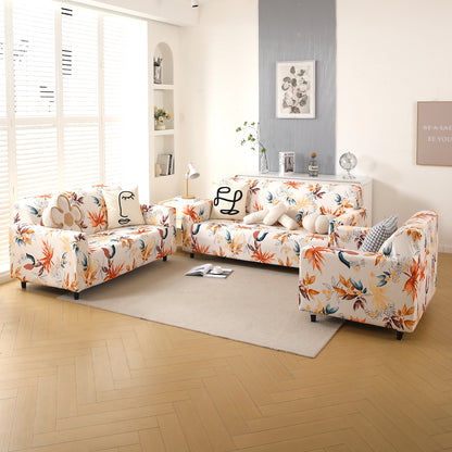Premium Printed Velvet Sofa Cover 1/2/3 Seaters Fully Covered, Amber Serene Flora