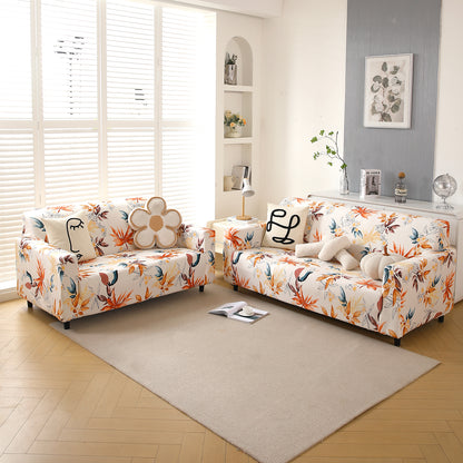 Premium Printed Velvet Sofa Cover 1/2/3 Seaters Fully Covered, Amber Serene Flora