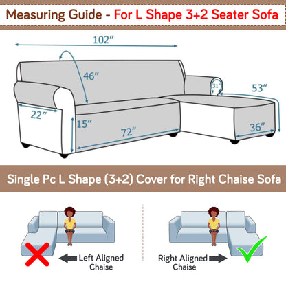Elira Series Quilted One-Piece L Shape Sofa Cover Mat with Left and Right Chaise, Beige Abstract Geometry