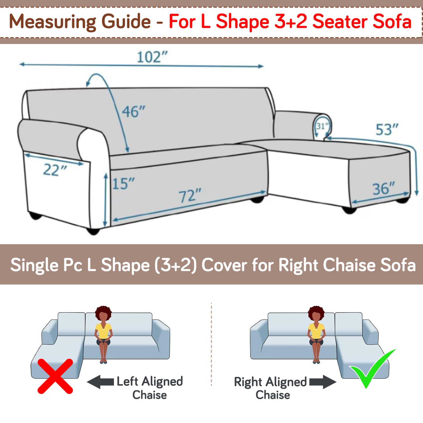 Elira Series Quilted One-Piece L Shape Sofa Cover Mat with Left and Right Chaise, Parchement Beige Abstract Art