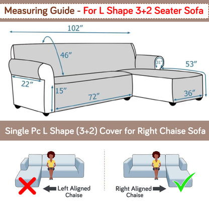 Elira Series Quilted One-Piece L Shape Sofa Cover Mat with Left and Right Chaise, Parchement Beige Abstract Art
