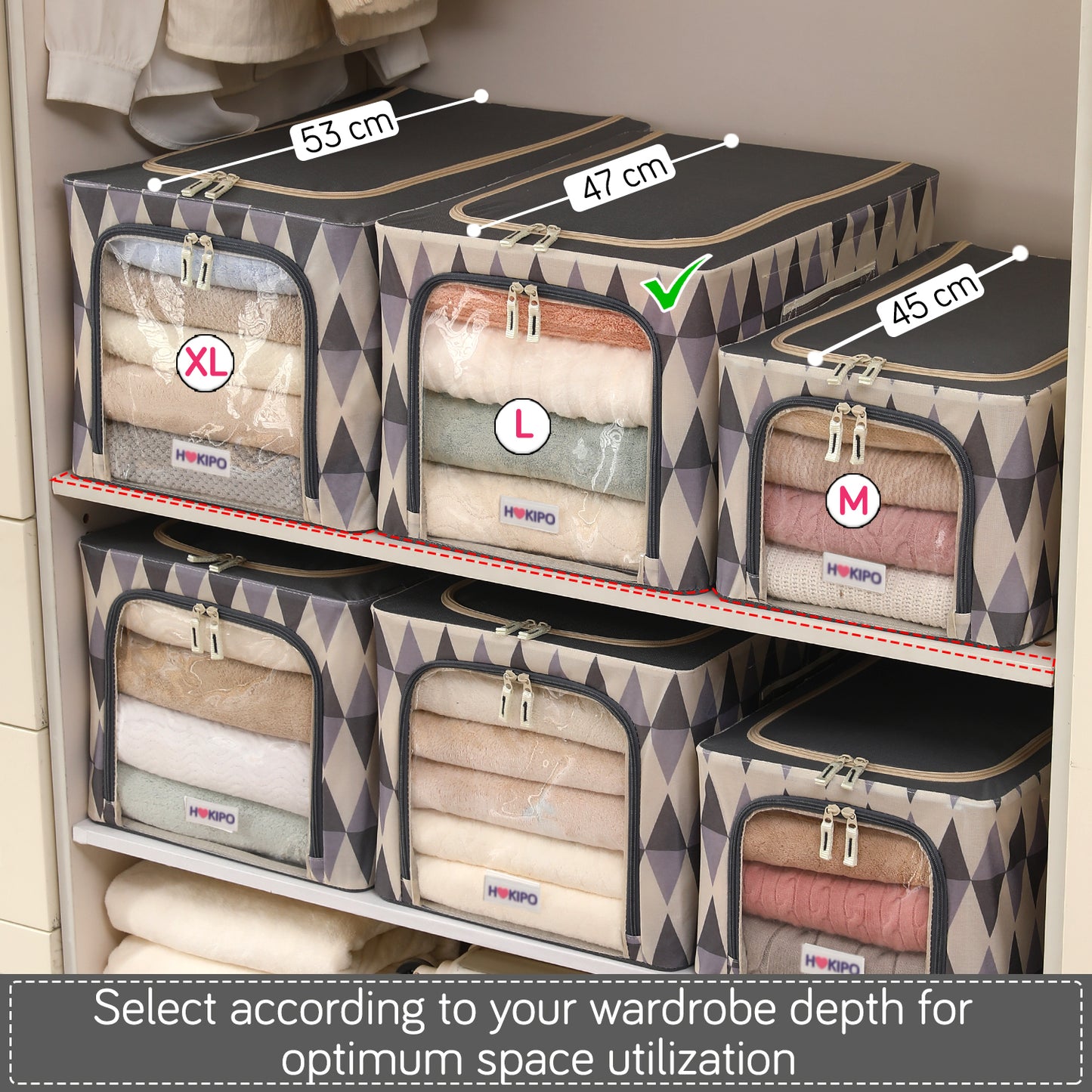 Foldable Cloth Storage  Box Organizer for Wardrobe - Ash Mirage