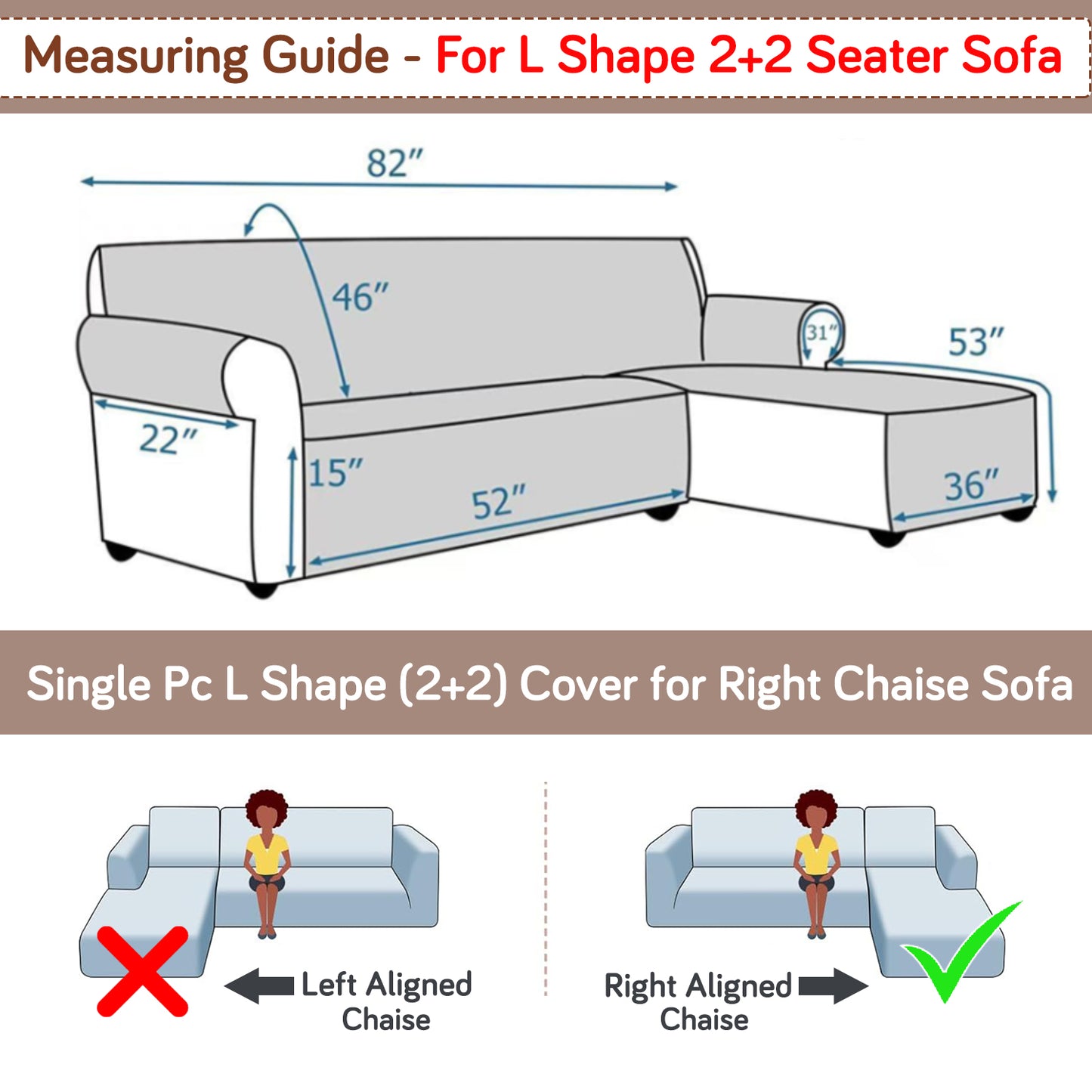 Elira Series Quilted One-Piece L Shape Sofa Cover Mat with Left and Right Chaise, Parchement Beige Abstract Art