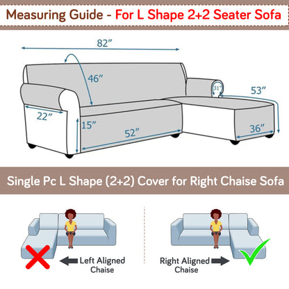 Elira Series Quilted One-Piece L Shape Sofa Cover Mat with Left and Right Chaise, Parchement Beige Abstract Art
