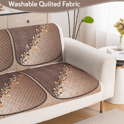 LoomVerse Quilted Sofa Cover Set Washable Sofa Panel for Seat & Back - Autumn Drape