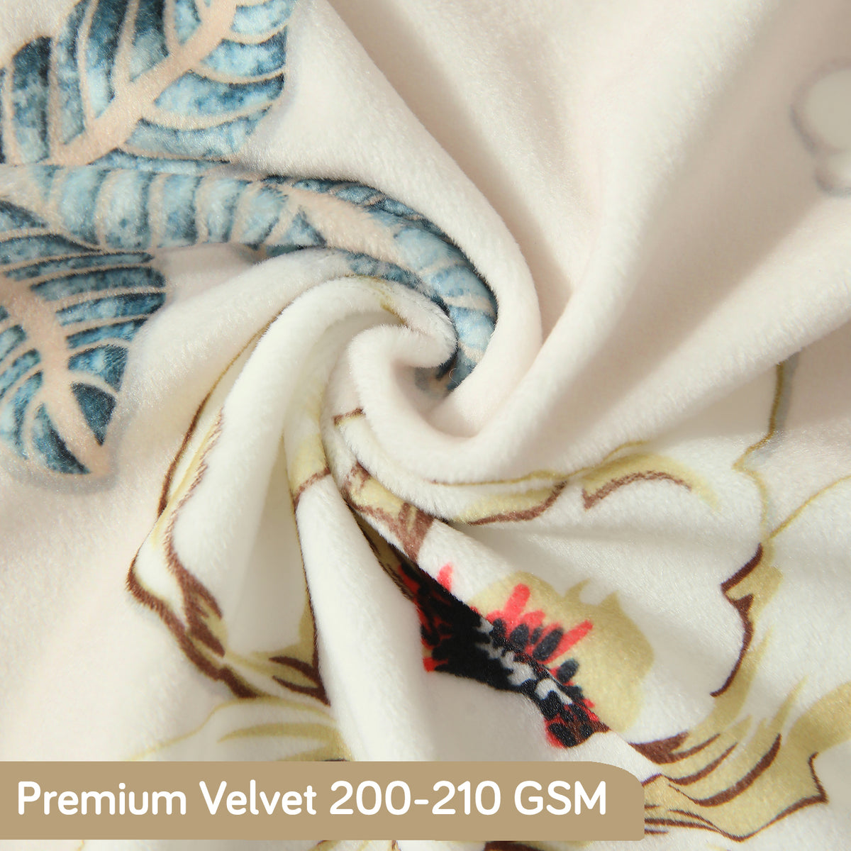 Premium Printed Velvet Dining Chair Cover Set, Buttercream Magnolia Whisper