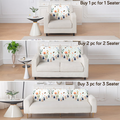 'Whispers of Nature' Series Holland Velvet Sofa Mat with Tassel, Pastel Butterfly Meadow