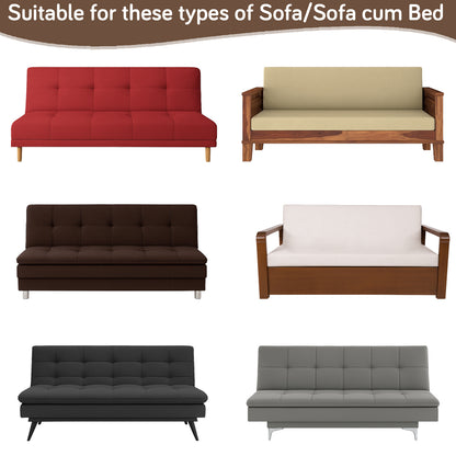 SereneSolids Stretchable Elastic Armless Sofa Cover – 140 GSM, Futon Slipcover, Easy Fit, Dark Camel