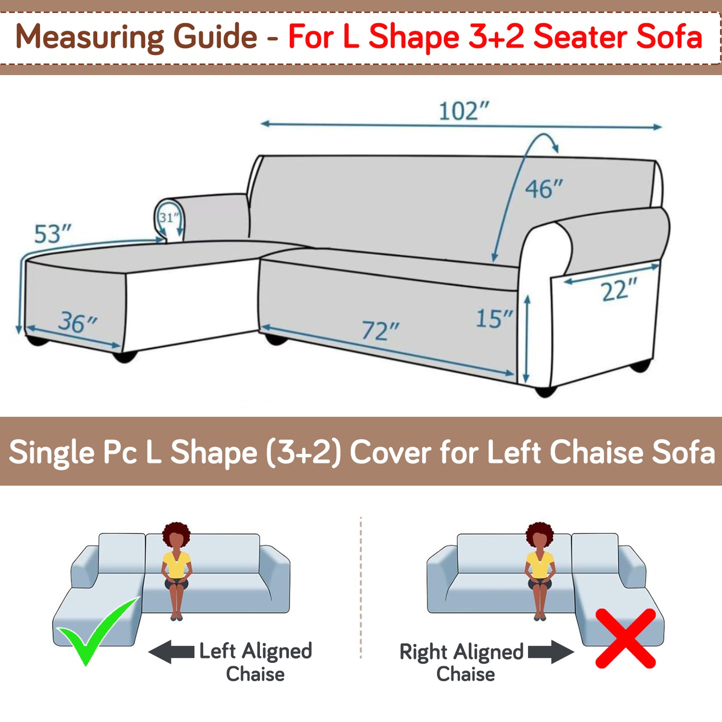 Elira Series Quilted One-Piece L Shape Sofa Cover Mat with Left and Right Chaise, Beige Abstract Geometry