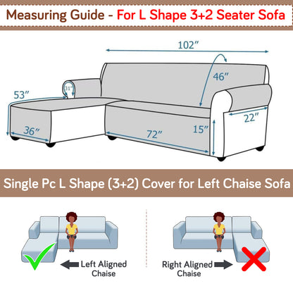 Elira Series Quilted One-Piece L Shape Sofa Cover Mat with Left and Right Chaise, Beige Abstract Geometry