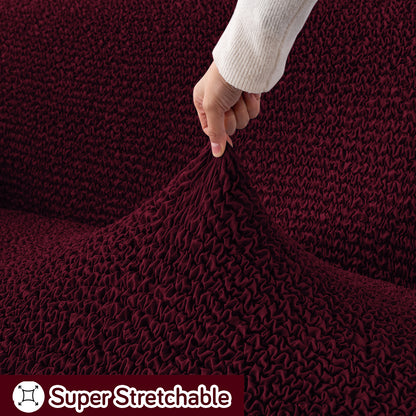 Italian Belissia Luxe Series' Super Stretchable Microfiber 1/2/3 Seater Sofa Cover, Merlot Wine