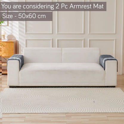 BelleLace Series Imperial Milk Velvet Sofa Cover Mat with Lace Design - Porpoise Grey