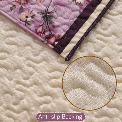 Florentina Series Printed Holland Velvet Sofa Mat - Peony Lavender