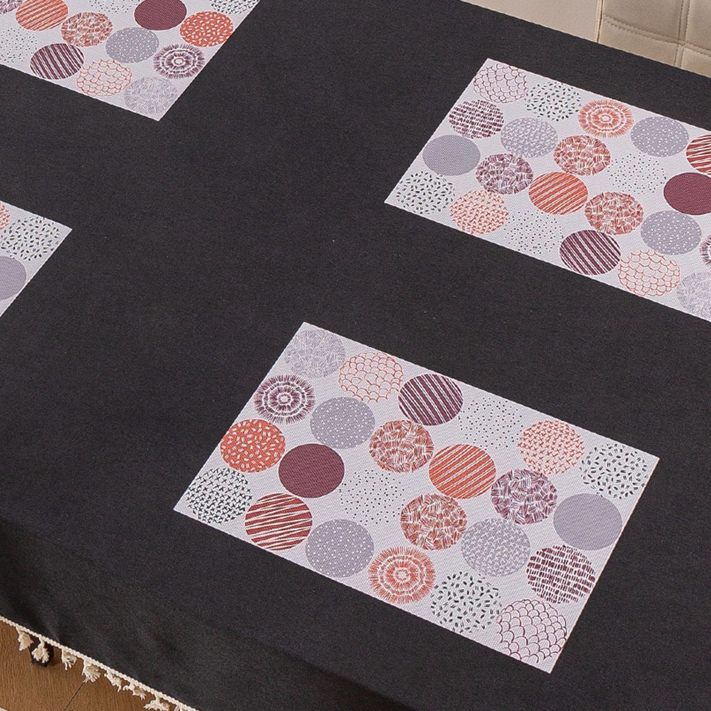 Color Splash PVC Mats for Dining Table, Bloom Circles - Rose Dust