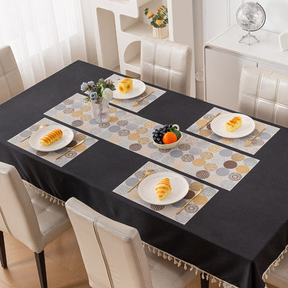 Color Splash PVC Mats for Dining Table, Abstract Circles - Olive Brown