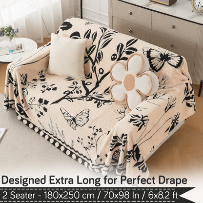 Buy Butterfly Garden Noirea Series Luxury Plush Sofa Throw – 2 Seater Sofas | HOKIPO