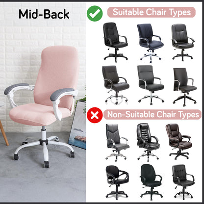 Water Repellent Office Chair Cover for Desk Chair (Mid-Back) – 210 GSM Stretch Jacquard – Washable, Durable & Anti-Slip – Fits Mid-Back Office Chairs, Pink