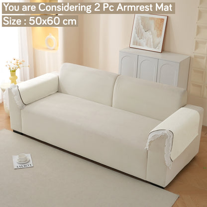 French Classic Frill Wavy Sofa Cover Mat, Snow White Ivory