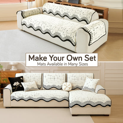 Premium Supple Soft Wavy Sofa Cover Mat, Off White