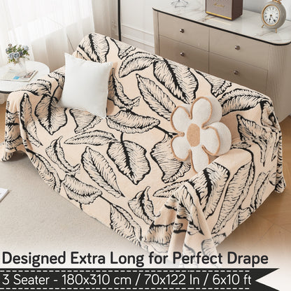 Buy Botanical Leaf Design Noirea Series Plush Sherpa Sofa Throw – 3 Seater Sofas | HOKIPO