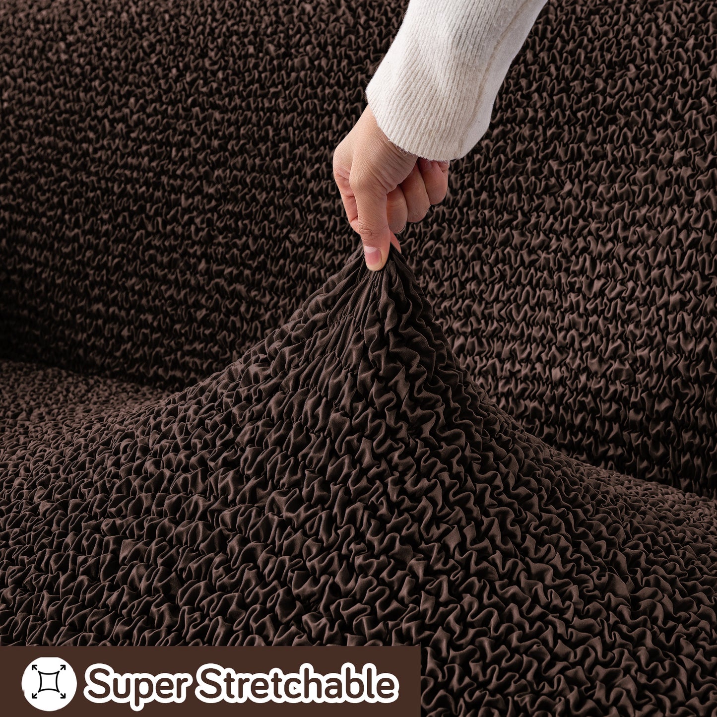 Italian Belissia Luxe Series' Super Stretchable Microfiber 1/2/3 Seater Sofa Cover, Chocolate Brown