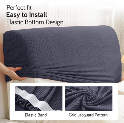 HOKIPO Jacquard Stretchable Bed Headboard Cover, Dark Grey