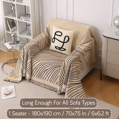 WaveLoom Collection Printed Chenille Sofa Cover Throw Blanket, Brown