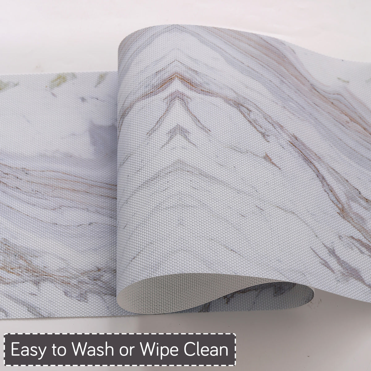 Marble Fusion PVC Mats for Dining Table, Glacier Vein - Frost Grey