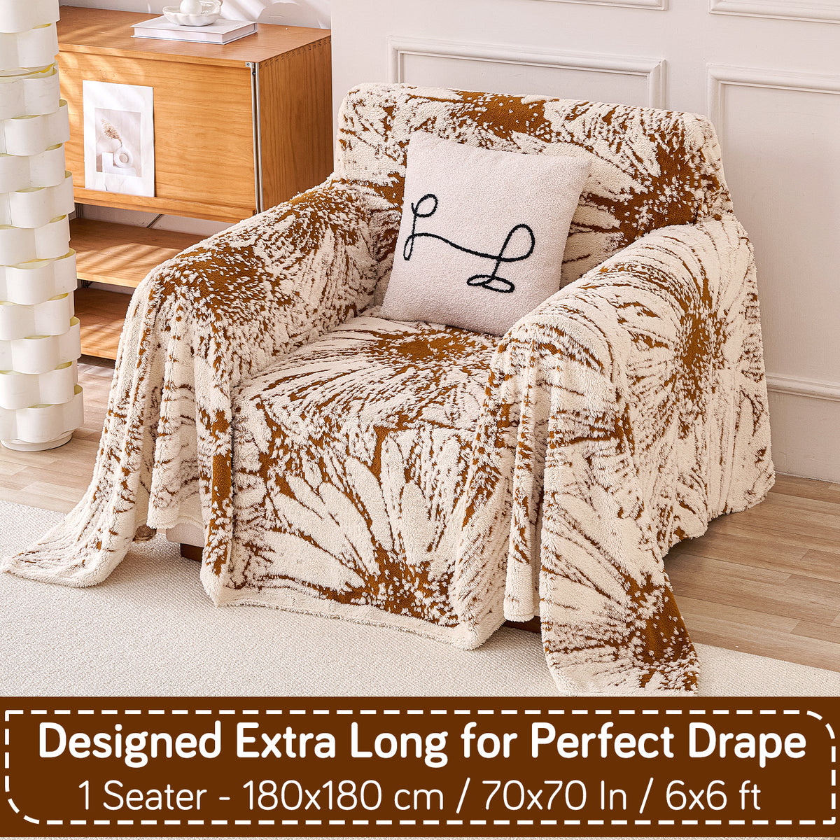 Buy Autumn Brown Colour DaisyBloom Series Luxury Plush Sofa Throw – Single Seater Sofas | HOKIPO