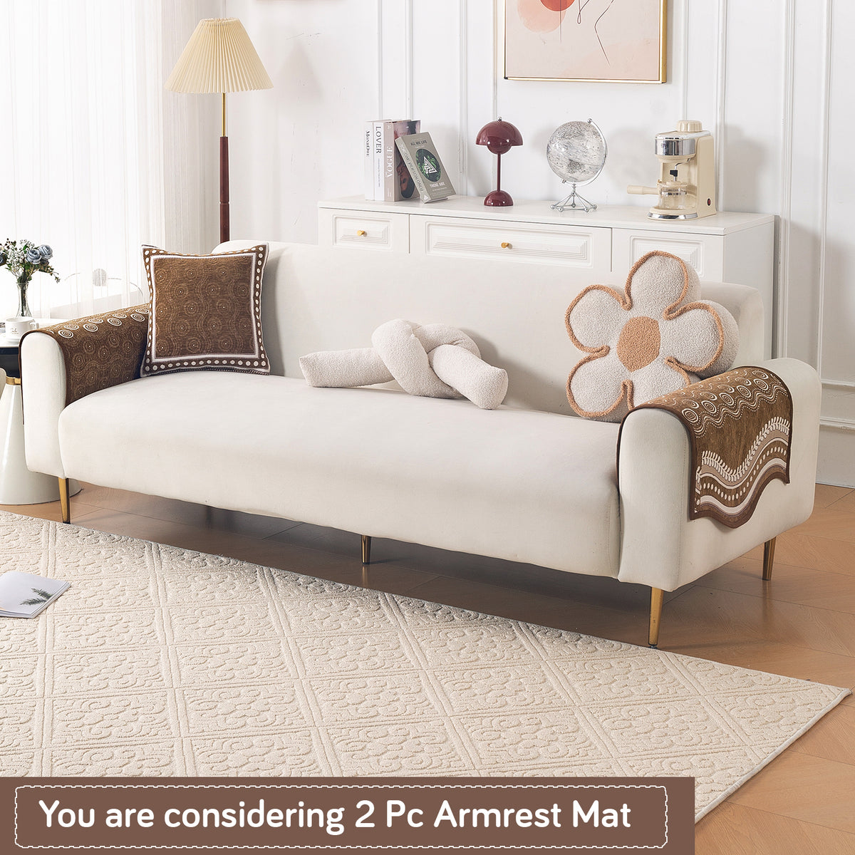 Serene Curves Sofa Cover Mat, Flowy Swirl