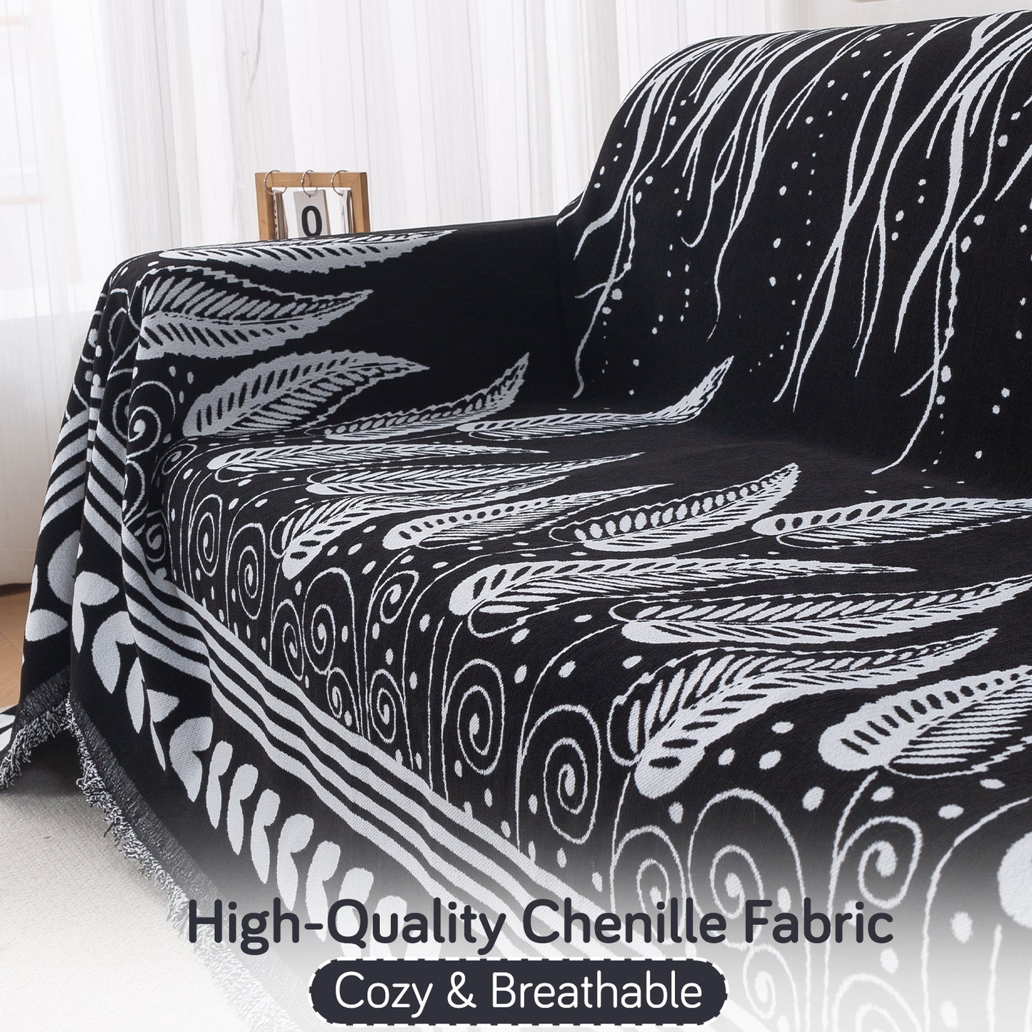 High Quality Chenille Fabric, Cozy & Breathable Sofa Throw - HOKIPO