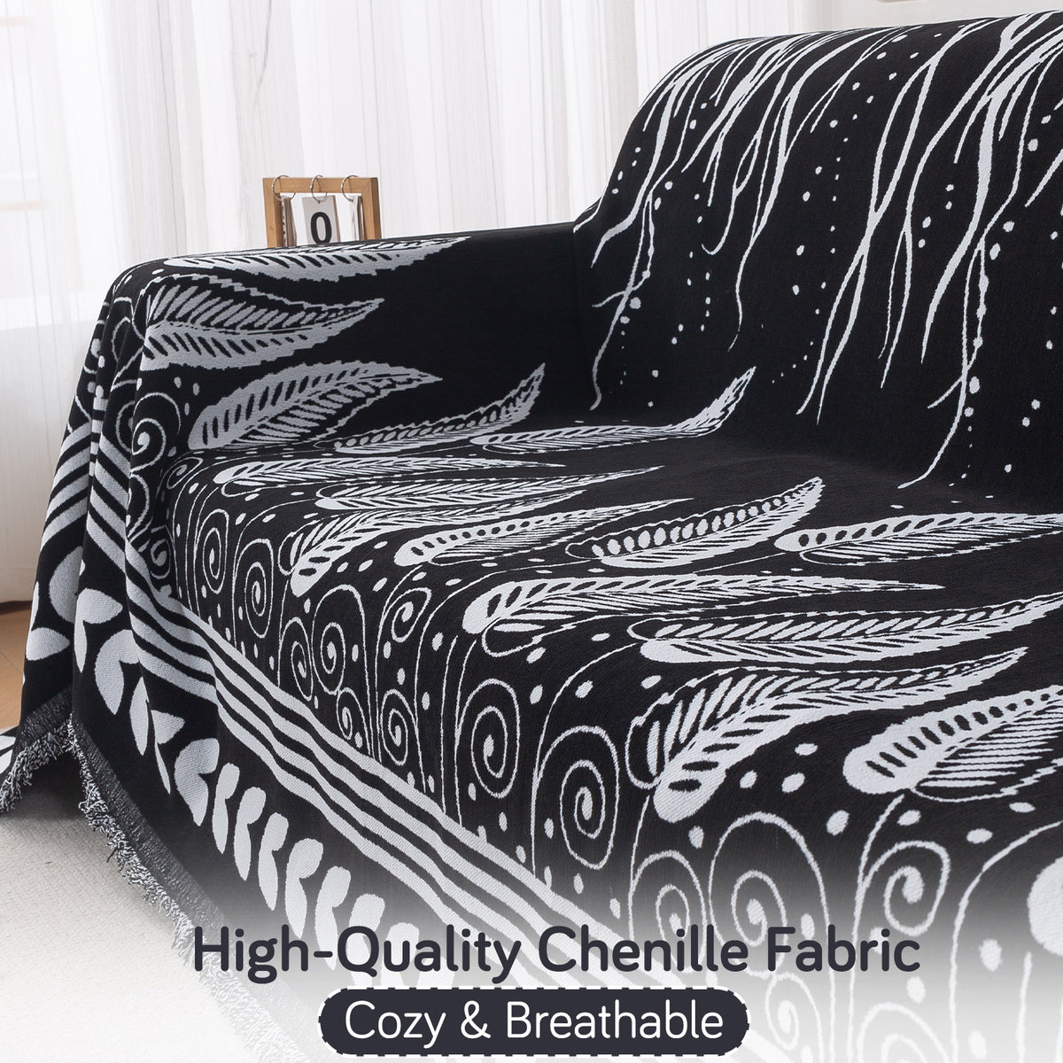 High Quality Chenille Fabric, Cozy & Breathable Sofa Throw - HOKIPO