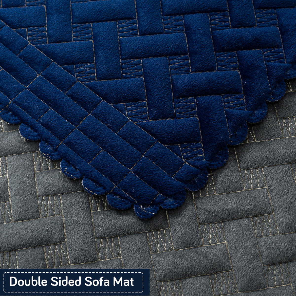 Modern Matrix 5-Seater Reversible Sofa Cover (3+1+1), Midnight Blue