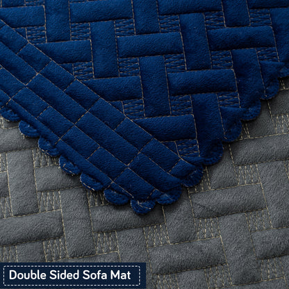 Modern Matrix 5-Seater Reversible Sofa Cover (3+1+1), Midnight Blue