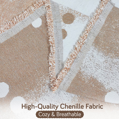 HOKIPO Premium 320 GSM Chenille Sofa Cover All Season 'Serene Abode Series', Latte Dotted Wave