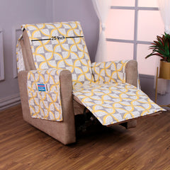 Quilted Printed Recliner Mats for 1 Seater Recliner Sofa, Windmill Cyber Yellow